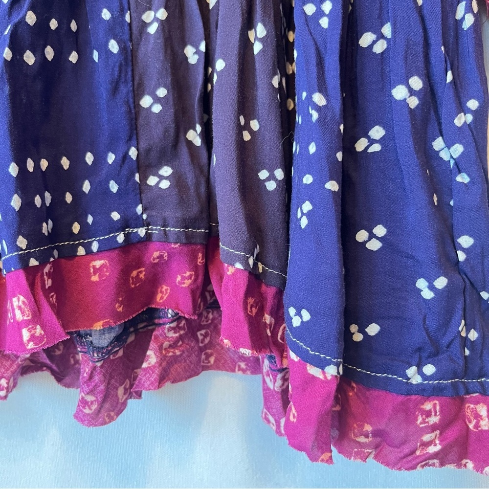 Free People Shibori Mini swing dress Tunic blouse XS Long balloon sleeves top - Picture 9 of 10